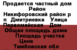 Продается частный дом › Район ­ Никифоровский район р.п. Дмитриевка › Улица ­ Первомайская › Дом ­ 7 › Общая площадь дома ­ 103 › Площадь участка ­ 6 › Цена ­ 2 000 000 - Тамбовская обл. Недвижимость » Дома, коттеджи, дачи продажа   